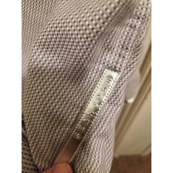 Sean John Tailored Fit Mens Long Sleeve Dress Shirt XXXL Metallic Silver Checker - Picture 6 of 10
